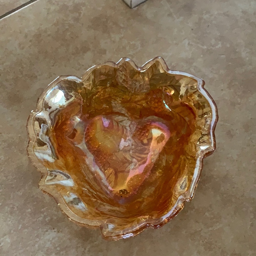 TWO Leaf‎ shimmer candy dish vintage